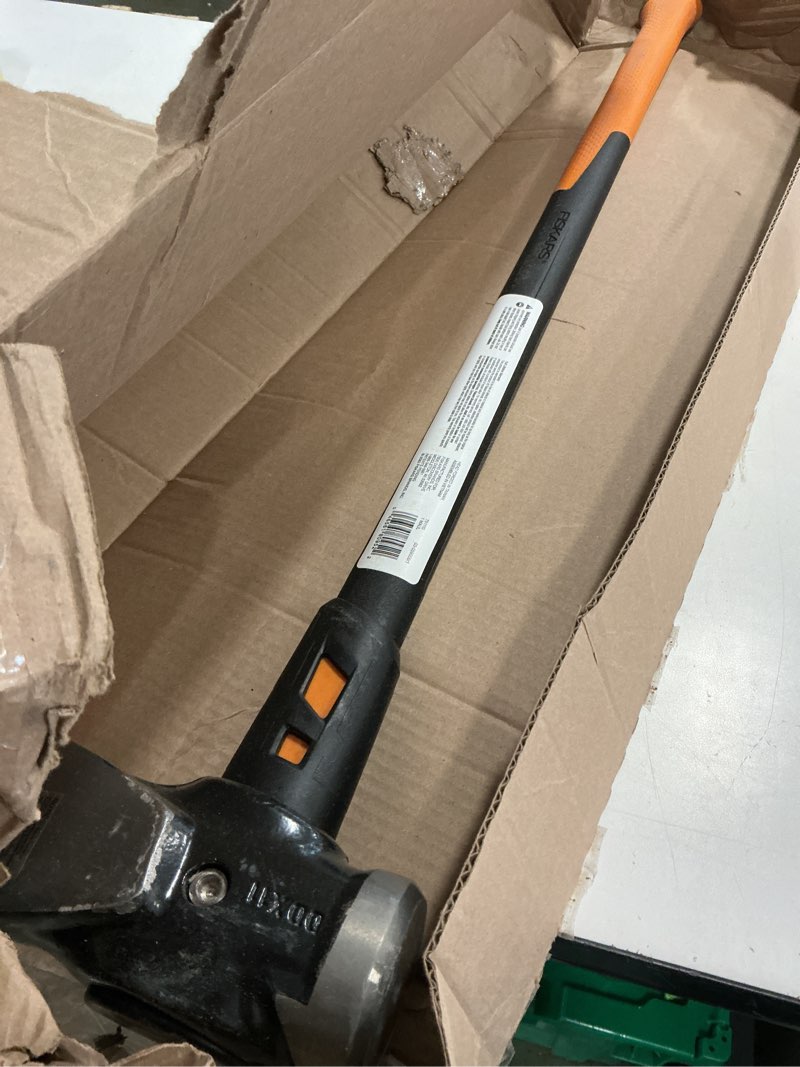Condition photo showing As Is for Fiskars IsoCore 8lb. Wood Splitting Maul - 36" Shock Control SoftGrip Handle - Wood Splitter Tool and Maul for Splitting Wedge - Black/Orange