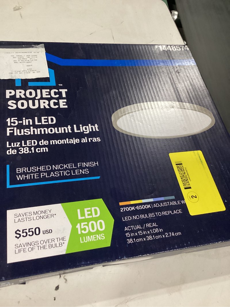 Condition photo showing Good Condition for Project Source Adjustable Color Temperature 15-in Brushed Nickel Indoor 1 -Light LED Flush Mount
