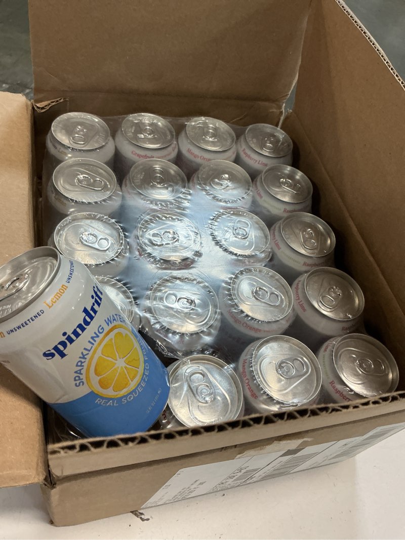 Condition photo showing Good Condition for Spindrift Sparkling Water, 4 Flavor Variety Pack, Made with Real Squeezed Fruit, 12 Fl Oz (Pack of 20) 4 Flavor Original Variety Pack 12 Fl Oz (Pack of 20)(best by 05/23/25)