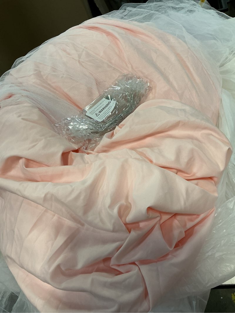 Condition photo showing Good Condition for little dove Large Bed Canopy with Star Lights, Double Layer Canopy for Bed, Princess Play Tent for Girls Room, Breathable Bed Curtain for Children Reading Nook, Machine Washable, 40''x 106'', Pink 40"W x 106"L (Pack of 1) Soft Pink