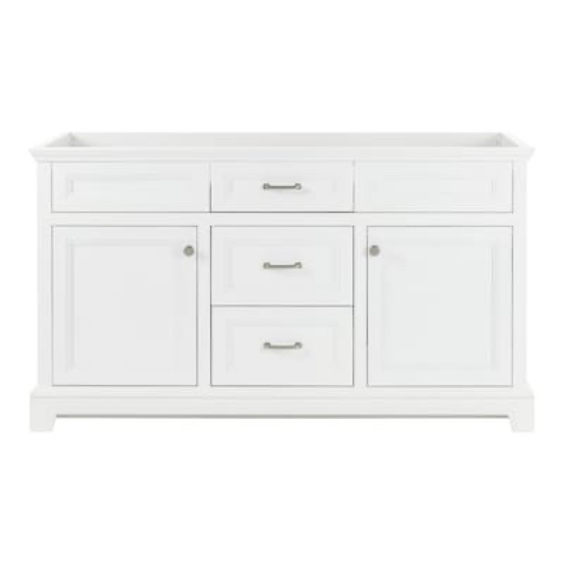 (Incomplete)Style Selections Merrill 60-in True White Bathroom Vanity Base Cabinet without Top