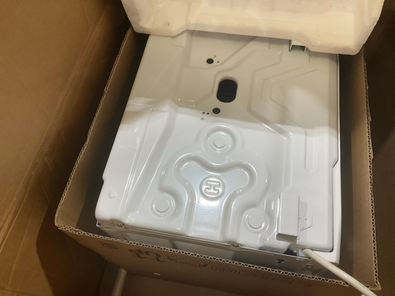 Condition photo showing As Is for ge window air conditioner unit, 5,000 btu for small rooms up to 150 sq ft. with manual adjustable fan and cooling settings, perfect for small bedroom or living room, easy install kit included, white new 5,000 btu mechanical controls white