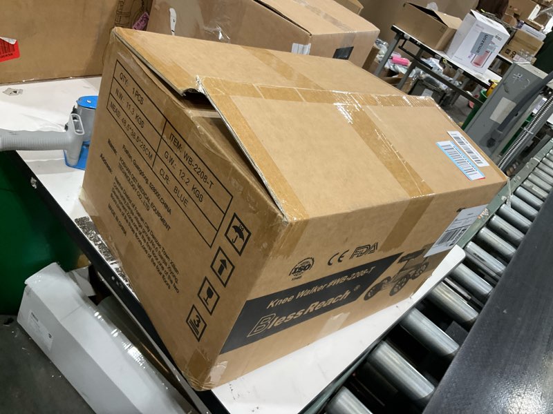 Condition photo showing Good Condition for All Terrain Steerable Knee Scooter Crutch Alternative?Deluxe Medical Scooter Double Handbrake,for Adults Injured Ankle & Foot Recovery Scooter in Blue