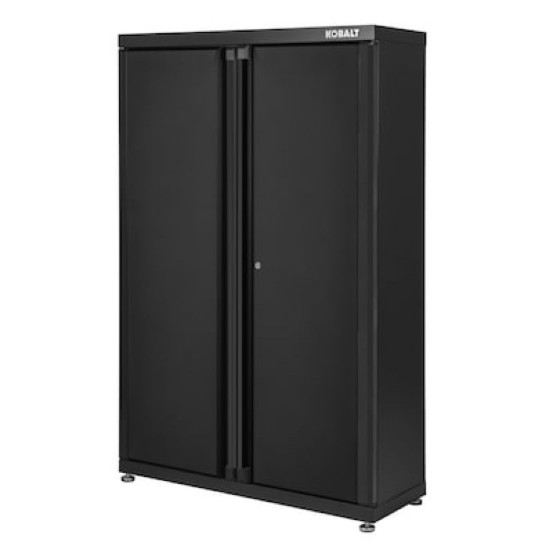 kobalt 48-in w x 72-in h x 18.5-in d freestanding steel garage cabinet in black