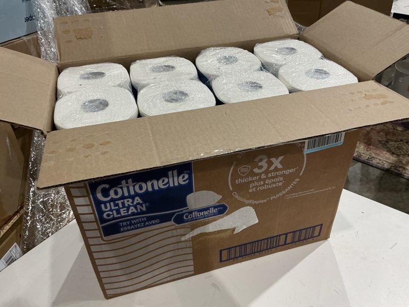 Condition photo showing New/Like New for cottonelle ultra clean toilet paper with active cleaningripples texture, strong bath tissue, 32 family mega rolls = 176 regular rolls (8 packs of 4) family mega rolls 353 sheets (pack of 32)