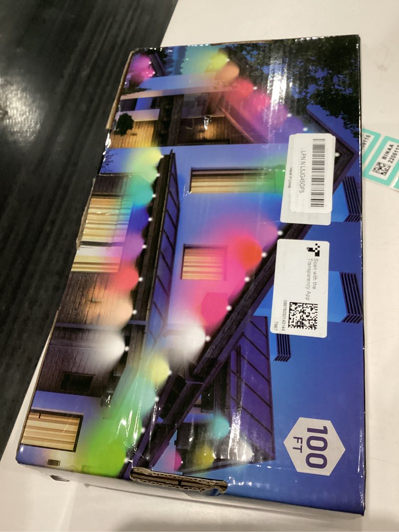 Condition photo showing New/Like New for Permanent Outdoor Lights, 100ft Smart Eave Light with 72 LED Lights, IP67 Waterproof, App Control, Outdoor Lights, DIY RGB+IC Light for House Holiday Decorations White