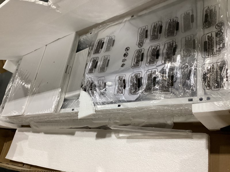 Condition photo showing Good Condition for lumtok 55" w 2-in-1 dresser with hanging rack, 10 drawers dresser for bedroom, white drawer dressers with led lights, charging station and hanging racks for bedroom