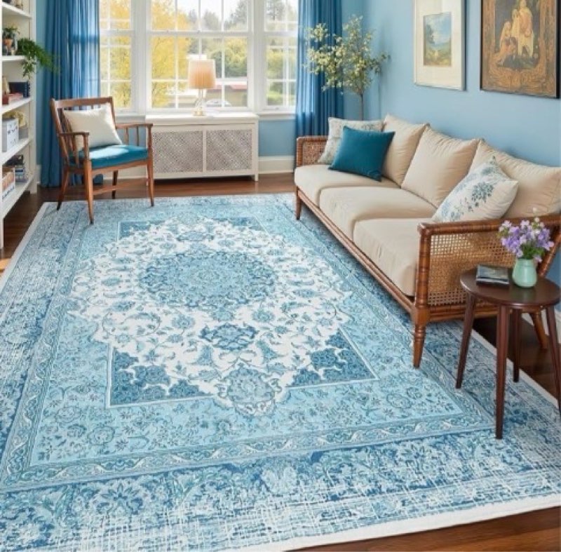 Macgace 6x9 Area Rug for Bedroom, Machine Washable Rugs with Non-Slip Backing for Living Room, Large
