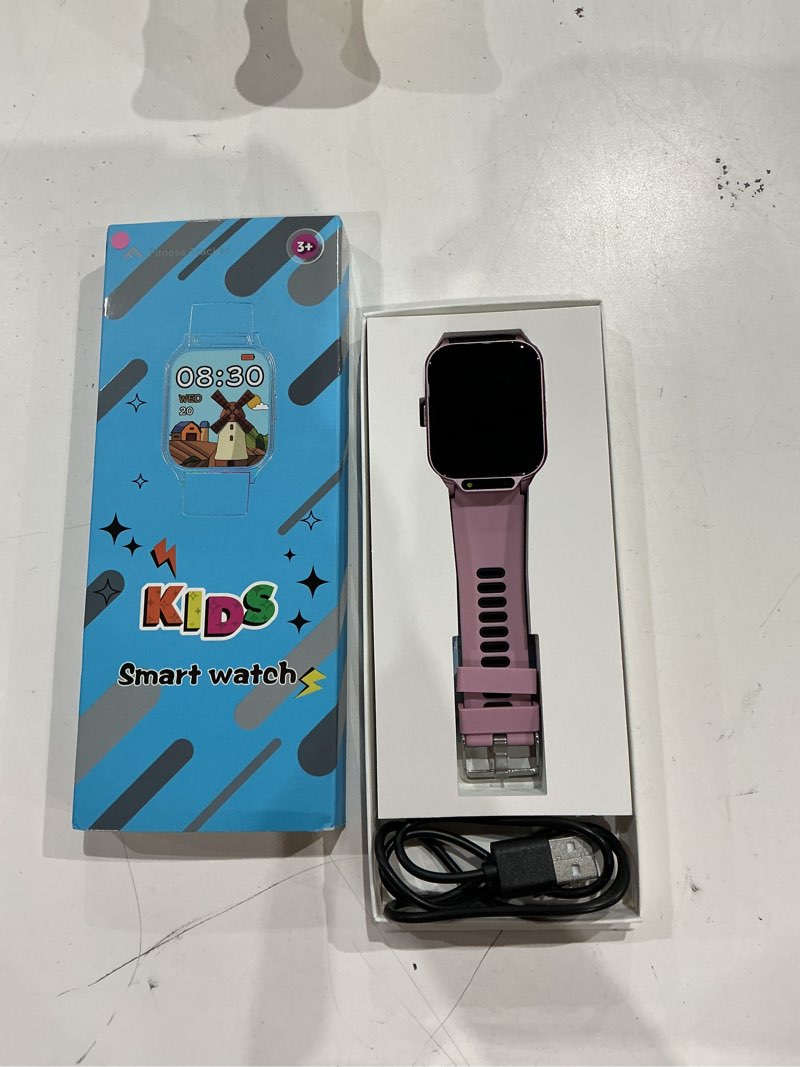 Condition photo showing As Is for smart watch for kids, 1.85" fitness tracker with heart rate, sleep monitor, ip68 waterproof smartwatches with video music, pedometer, game, no app/phone, gift for boys girls. (classic, pink) pink classic