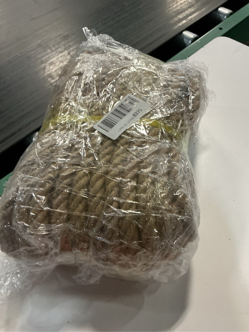 Condition photo showing Good Condition for jute rope 3/4 inch x 100ft,suitable for various indoor and outdoor projects. such as handicrafts, cat scratch stickers, home decor, gardening, flower baskets, swing beds, seawall fences, etc 3/4in-100ft
