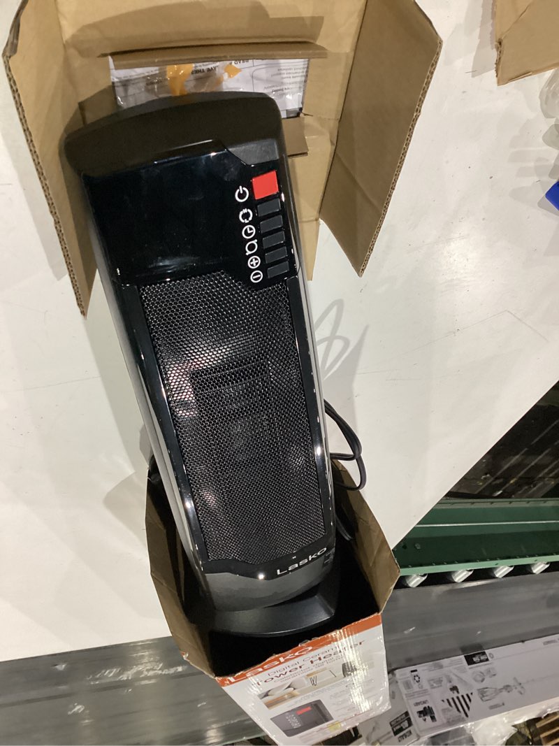Condition photo showing As Is for lasko 1500 -watt ceramic tower indoor electric space heater with thermostat with remote