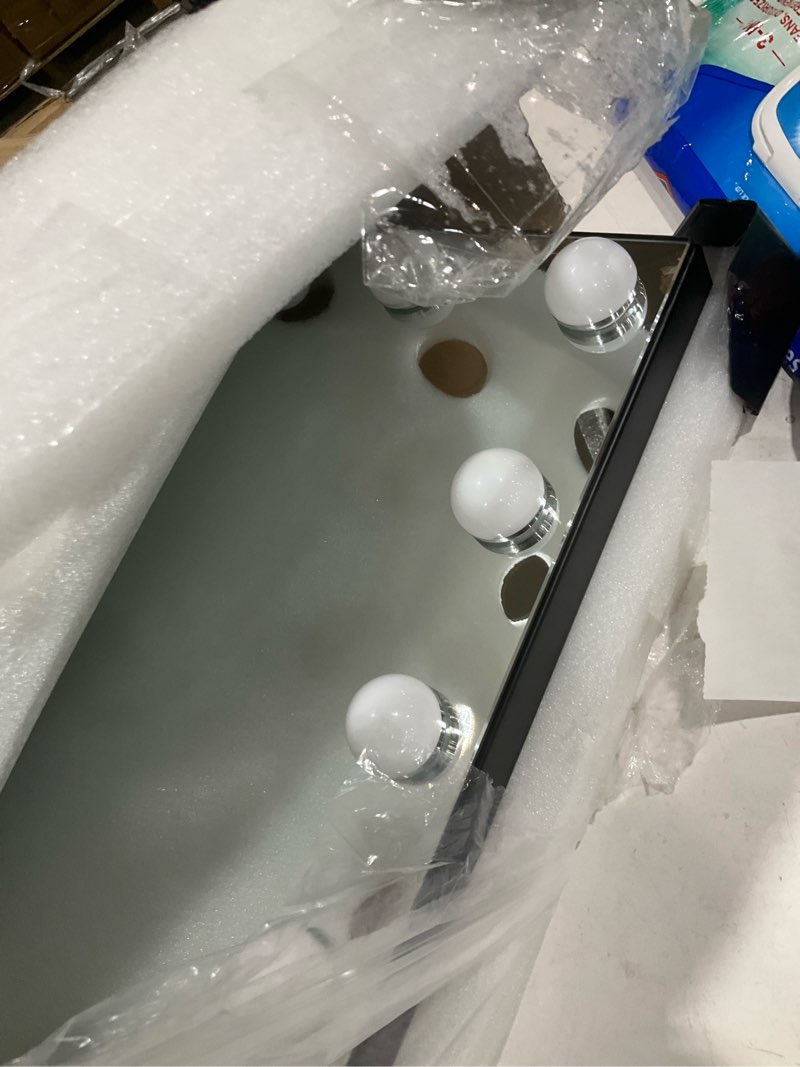Condition photo showing Good Condition for vanity makeup mirror with lights,hollywood vanity mirror with 3 color modes,lighted vanity mirror with dimmable led bulbs &10x magnification for desk,bedroom,tabletop (black, 22.8" x 18.1") black 15.7"l x 20.5"w