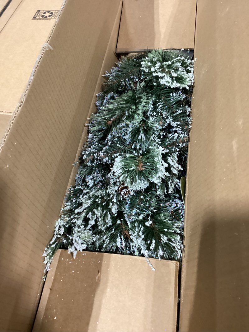 Condition photo showing Good Condition for National Tree Company 3 ft Pre-Lit Glittery Bristle Mini Artificial Christmas Tree, Pinecones, 35 Clear LED Lights, 144 Tips, Timer, Burlap Base, Green