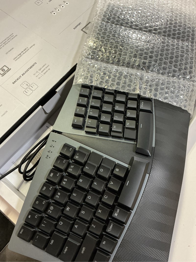 Condition photo showing Good Condition for perixx periboard-835br wireless ergonomic mechanical keyboard - rgb backlit - low-profile brown tactile switches - multi-device connection - compatible with windows and mac os x - us english wireless backlit tactile