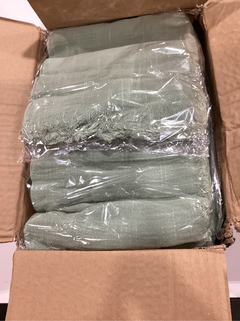 Condition photo showing Good Condition for pesonlook sage green cotton cloth napkins with fringe, 16x16 inch | cotton napkins soft delicate rustic dinner napkins bulk for wedding/dinner/party sage green 16" x 16" (set of 60)