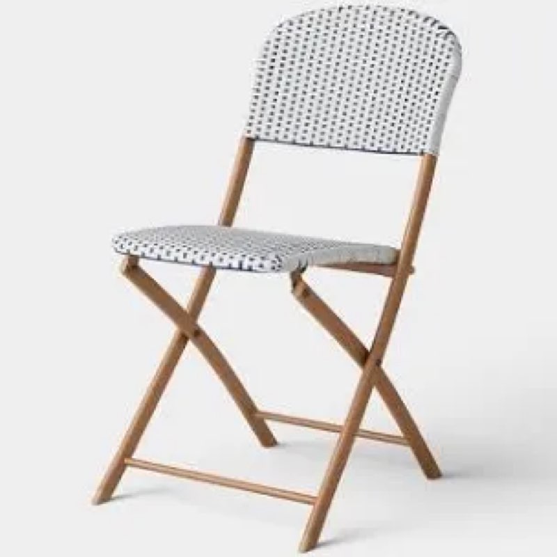 french cafe outdoor folding patio accent armless chair beige
