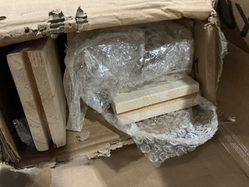 Condition photo showing As Is for FREDBECK 36in x 84in Wood Barn Door with 6.6FT Barn Door Hardware Kit Included K Shape Solid Spruce Panel Need to Assembly 36"x84" Door + 6.6' Track Kit Wood Color