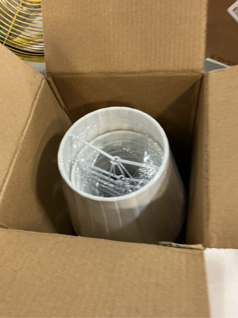 Condition photo showing New/Like New for set of 6 natural linen white clip on chandelier lamp shades for chandeliers, wall lamps, and other lighting fixtures using e12 bulbs 4 * 6 * 5 inch 6 pack white
