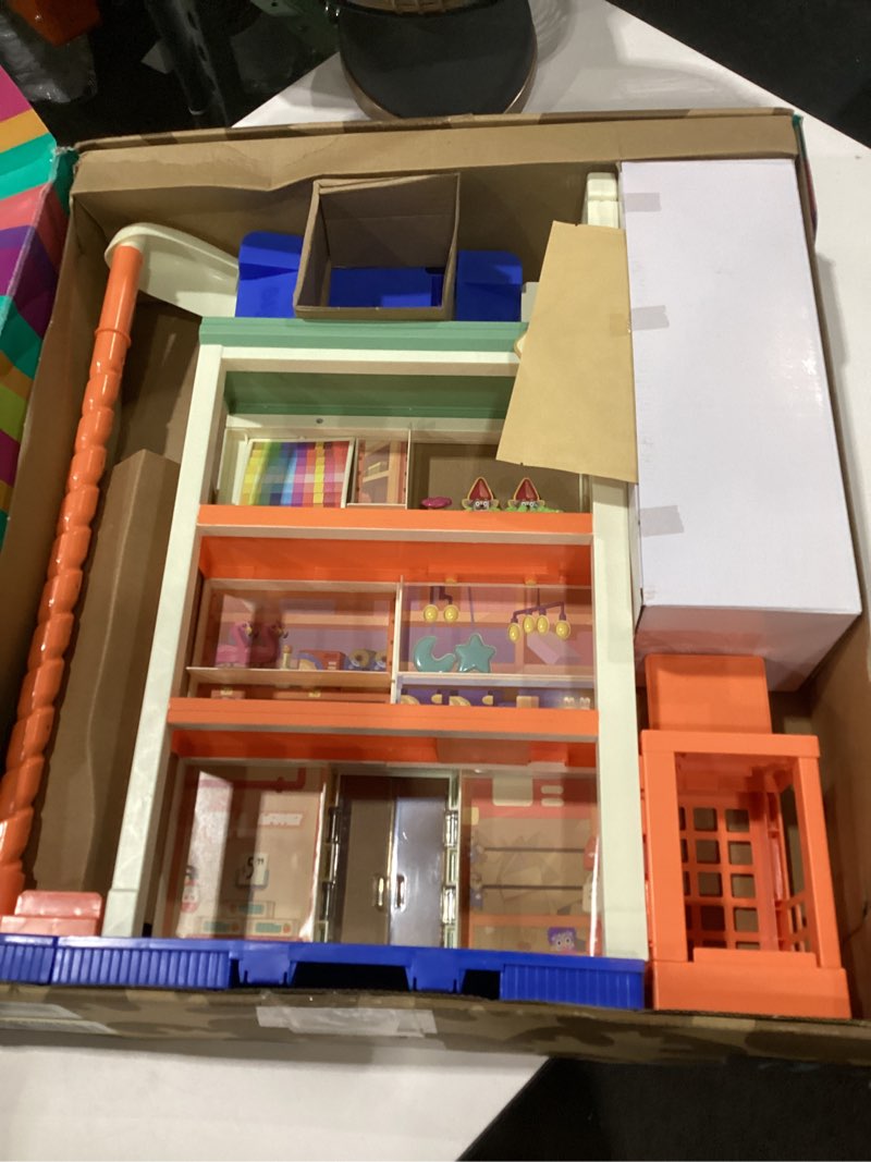 Condition photo showing As Is for bluey hammerbarn mega kids home improvement store playset, 22”, 4 level pretend store with 15 accessories and 45+ sounds, kids play market for ages 3+ 2 - shopping center, incomplete