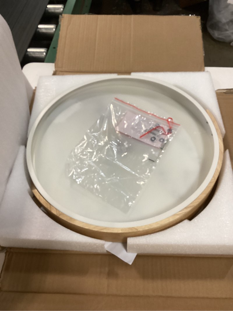 Condition photo showing Good Condition for Vikaey Modern LED Ceiling Light, Minimalist Wood Style Flush Mount Ceiling Light Fixture, Circle Lighting Lamp with Acrylic Lampshade for Bedroom Living Room Dining Room Laundry (White, 15.8'') 15.8'' White