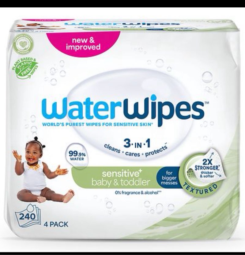 waterwipes plastic-free textured unscented 99.9% water based baby wipes - 240ct