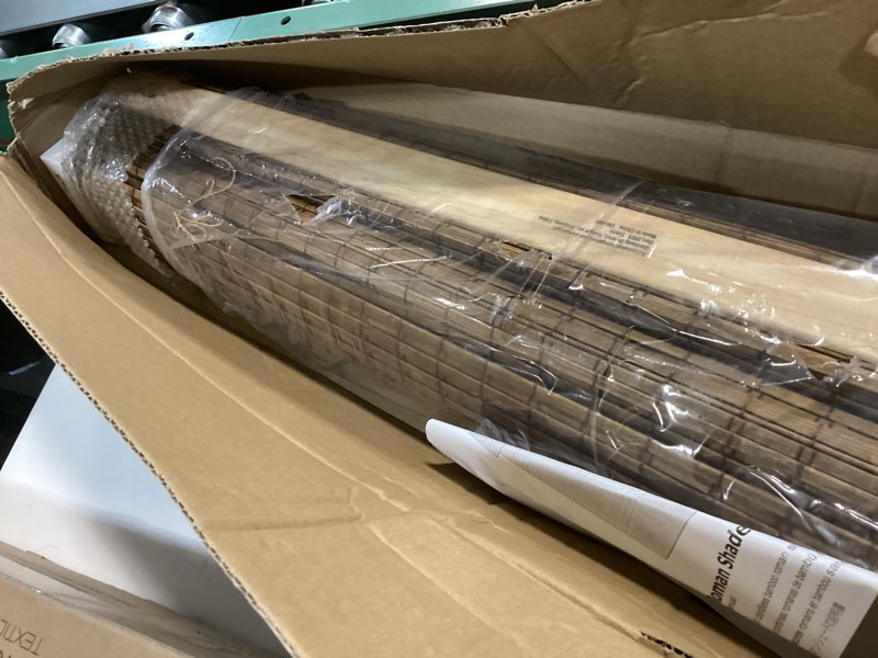 Condition photo showing Good Condition for cordless bamboo roman shades for windows, blinds size (30.5" w ×48" h) colour (highfield teak) highfield teak 30.5" w × 48" h
