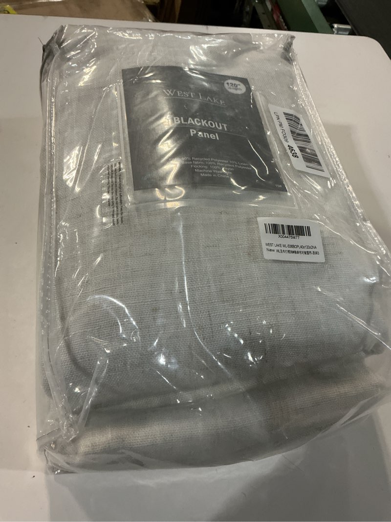 Condition photo showing New/Like New for WEST LAKE Extra Long 120 Inches Natural Blackout Curtain Panels with Darkening Liner,10 FT Bailey Pinch Pleated Drapes with Back Tab for Bedroom Living Room,Linen Blended Window Treatment,40"Wx120"Lx2 40"W x 120"L (Pack of 2) Natural
