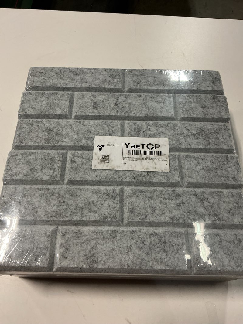 Condition photo showing New/Like New for 12 Pack Sound Proof Foam Panels for Walls 12"x12"x0.4'',Self Adhesive Acoustic Panels,Decorative Wall Panels for Interior,Felt Tiles Noise Reducing for Walls (Gray)