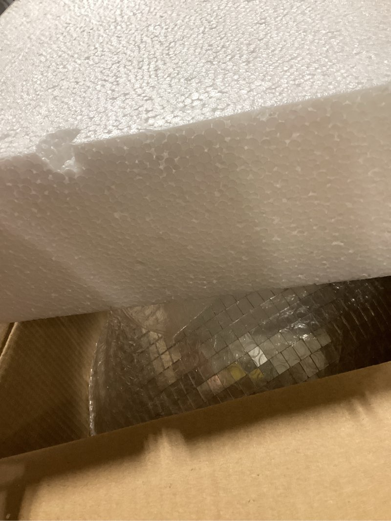 Condition photo showing Good Condition for disco ball 12-inch – large hanging mirror ball disco ball decor for disco party decorations, weddings, events, disco christmas decor, and home celebrations