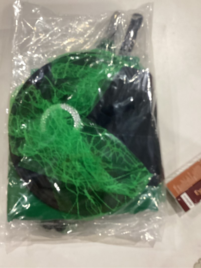 Condition photo showing New/Like New for Halloween Green Witches Costume, Witch Costume for Girls, Halloween Witch Accessories with Hat and Green Claw Gloves Broom Socks, Party Costumes Accessories