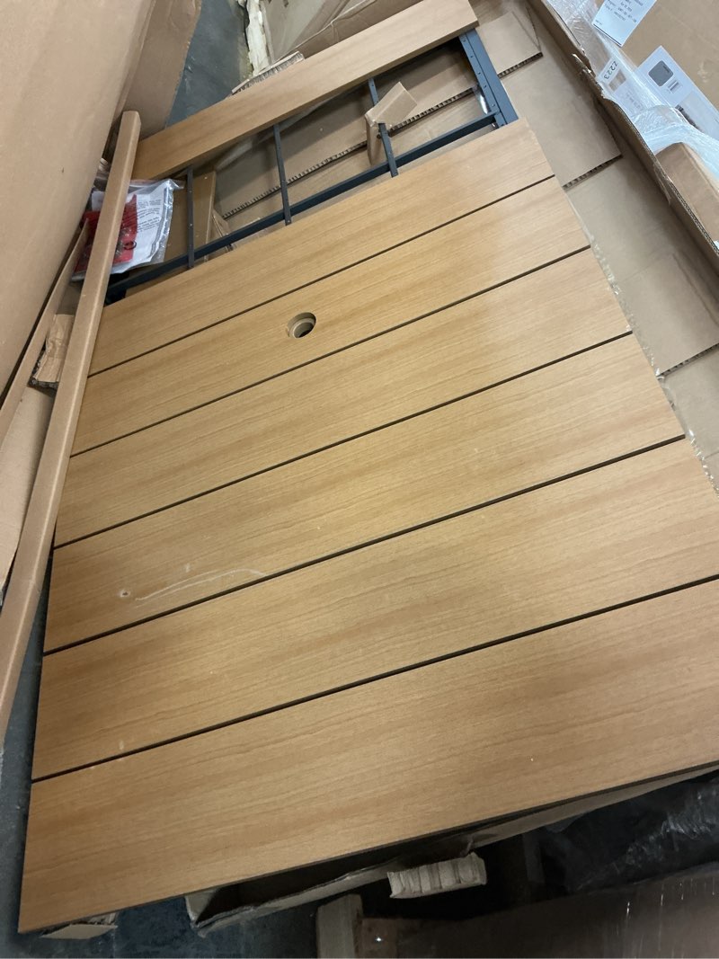 Condition photo showing Good Condition for style selections waterline rectangle outdoor dining table 40.35-in w x 71.06-in l with umbrella hole