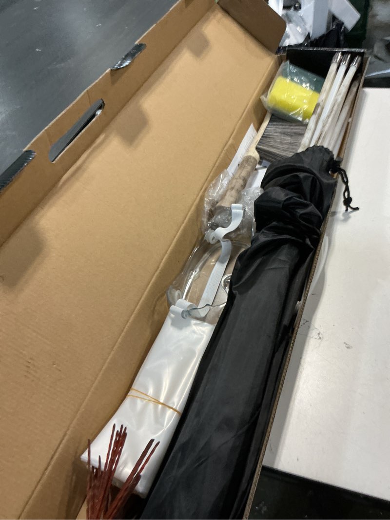 Condition photo showing As Is for 26 feet chimney sweep kit, chrome button locking system, chimney cleaning kit, chimney brush, chimney cleaning tool, chimney cleaning system with 8 flexible chimney rods 26 ft