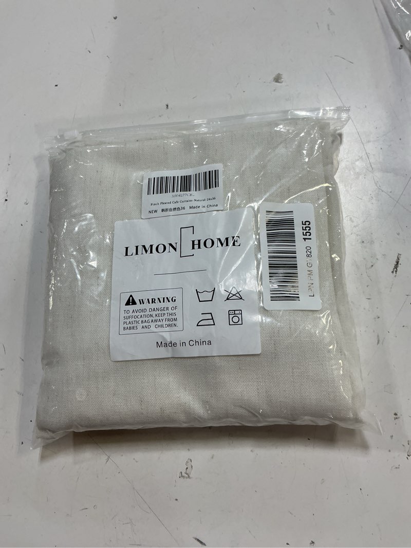 Condition photo showing New/Like New for natural linen kitchen curtains 36 inch length pinch pleat cafe curtains natural 24"w x 36"l (pack of 2)