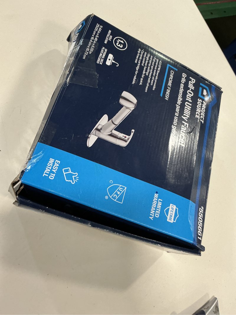 Condition photo showing As Is for  Project Source Chrome 1-handle Deck-mount Utility Faucet with Pulldown Sprayer