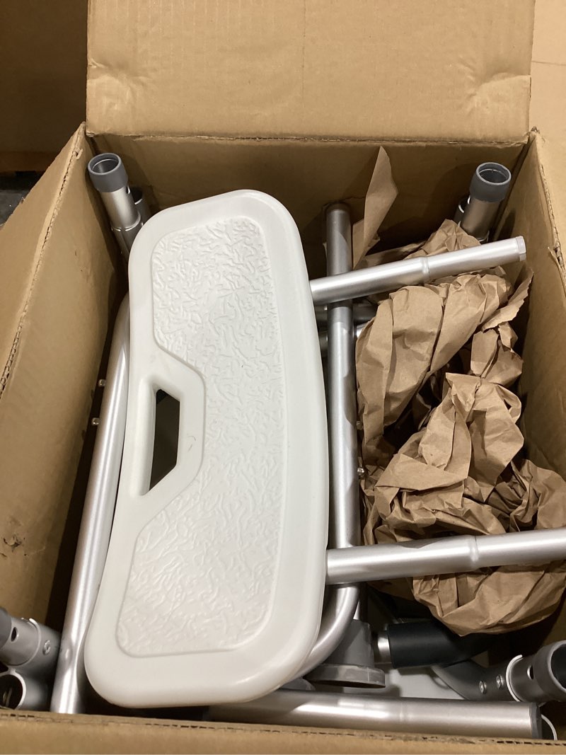 Condition photo showing Good Condition for drive medical shower chair with back & padded arms - adjustable height bath seat for safety & comfort - lightweight aluminum construction- 350 lb capacity - white