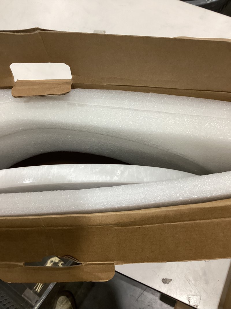Condition photo showing As Is for Koville African Natural Marble Cutting Board for Kitchen, 11inch Round Hand Crafted Marble Slab for Cheese, Charcuterie, Pastry Board - Wedding Gift, House Warming Gift(Namib Fantasy) White Marble-Namib Fantay 11"L x 11"W