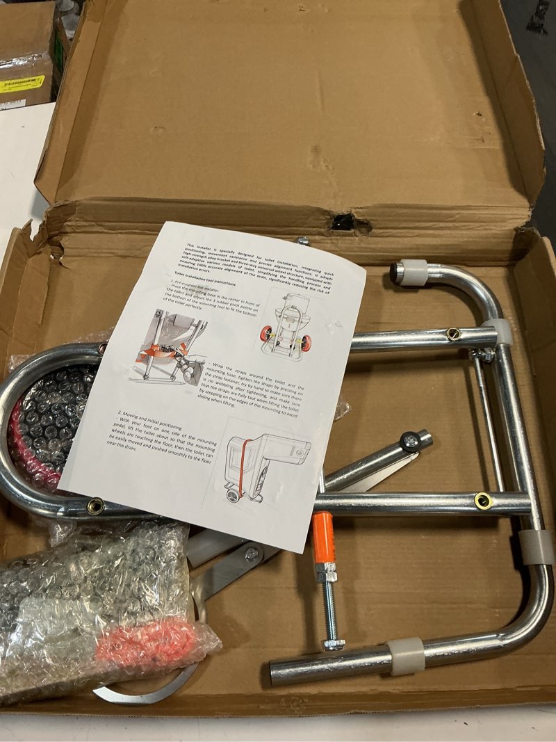 Condition photo showing New/Like New for toilet installation aid, closestool installation jack, easy moving and repairing of installation aid, portable positioning mobile foldable toilet dolly lift, easy alignment of seals lift tool (silver)