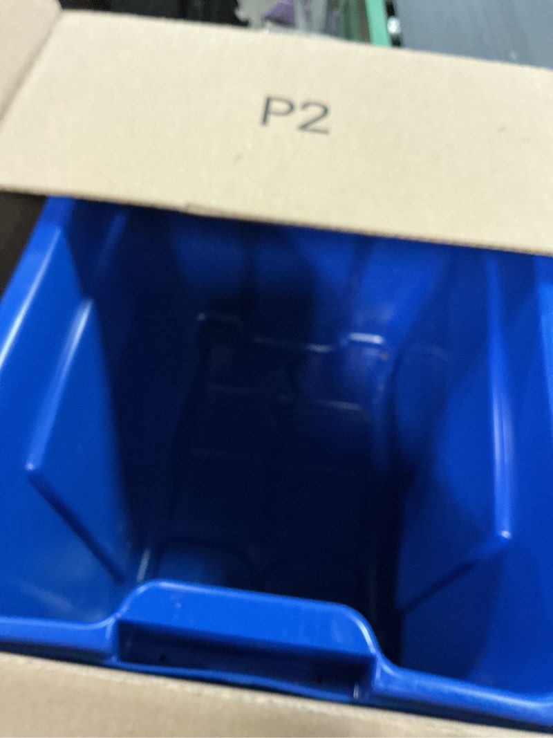 Condition photo showing Good Condition for Rubbermaid Commercial Products, Recycling Bin/Box, Stackable, 14 GAL, Blue, for Indoors/Outdoors/Garages/Homes/Commercial Facilities