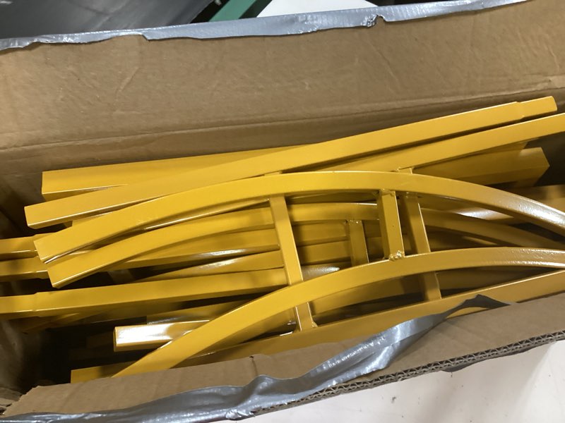 Condition photo showing As Is for gold wedding flower arch stand – 2-pack curved half arch backdrop frames (6.6 ft & 7.9 ft) for ceremony, proposal, bridal shower, garden party – metal event frame for floral & balloon decorations