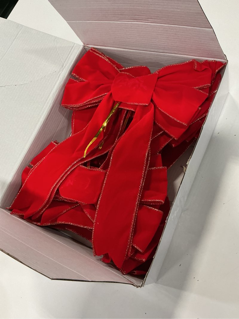 Condition photo showing Good Condition for Frekkoy Christmas Bows - 12Pcs Christmas Red Velvet Bows 9''x13'' Packaged in a Box, Perfect for Gif