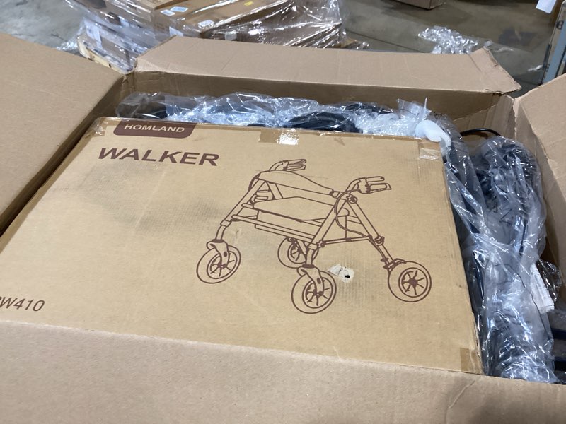 Condition photo showing Good Condition for homland walkers for seniors with seat, foldable rollator walker, reinforced aluminum frame, 8" big rubber wheels for all terrain, height adjustable lightweight rolling walker 400 pound blue