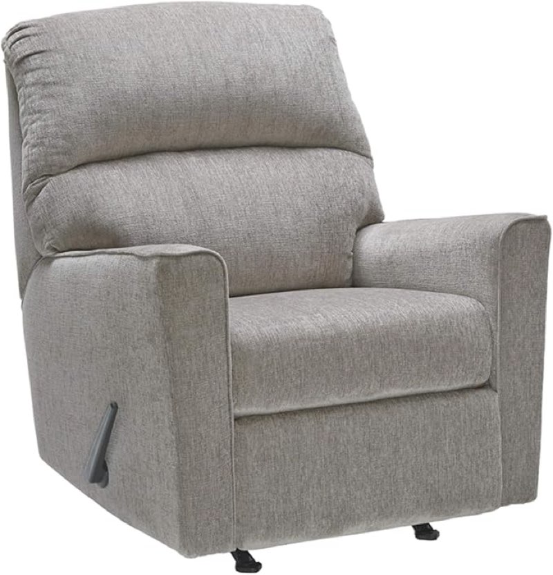 signature design by ashley altari modern nursery manual rocker recliner, light gray