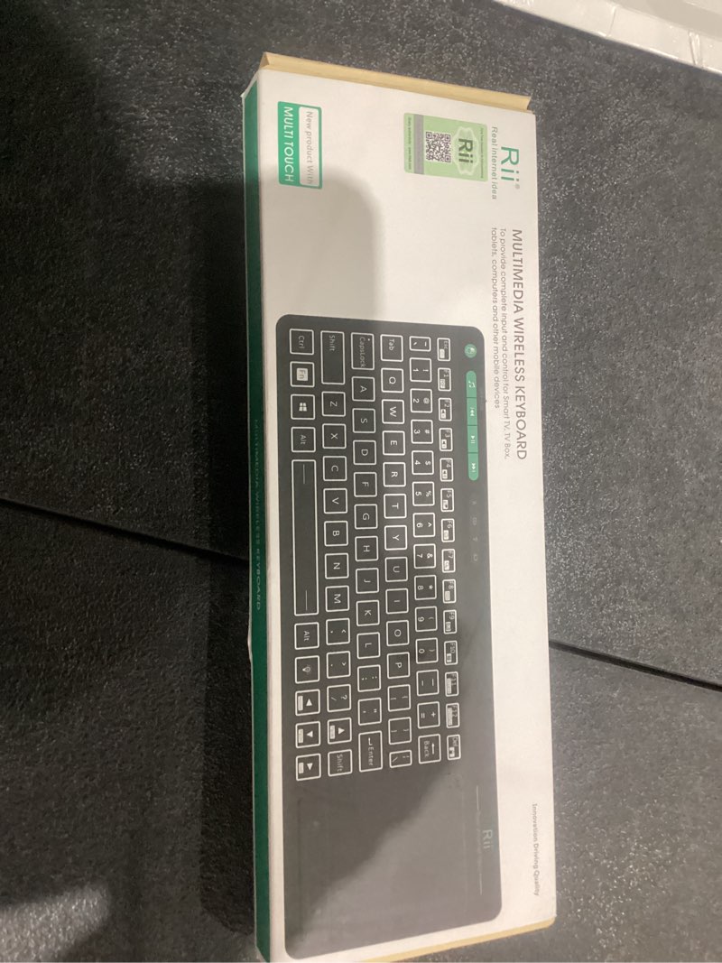 Condition photo showing Good Condition for rii k18 plus wireless 3-led color backlit multimedia keyboard with multi-touch big size trackpad,rechargable keyboard for android tv box,pc,smart tv,xbox,raspberry pi, htpc iptv,windows, macos 2.4g