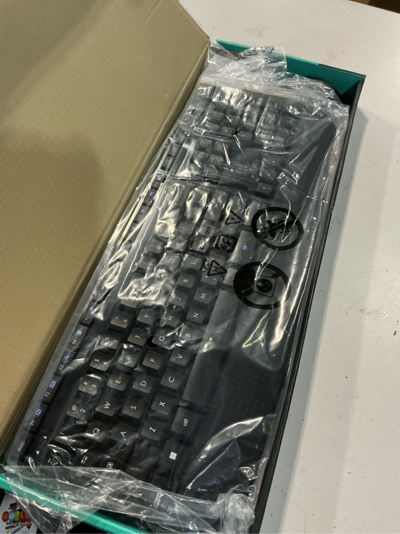 Condition photo showing Good Condition for logitech mk345 wireless keyboard and mouse combo with palm rest, 2.4 ghz usb receiver, compatible with pc, laptop, black combo 1 pack