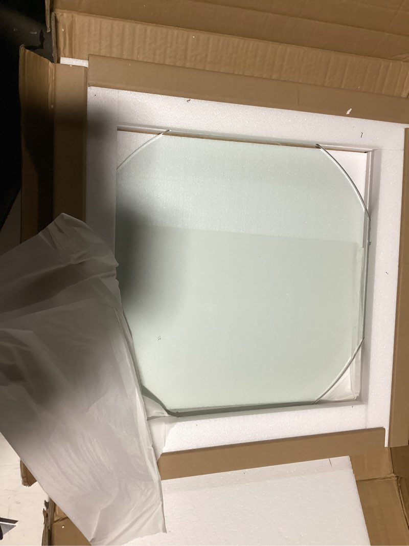 Condition photo showing Good Condition for 19 Inch Round Tempered Flat Polished Edge Glass Table Top 3/8” Thick Round Glass Table Top Heavy Duty, Dining, Coffee, and Office Tables by Fab Glass and Mirror 19 INCH 3/8" Thick Beveled