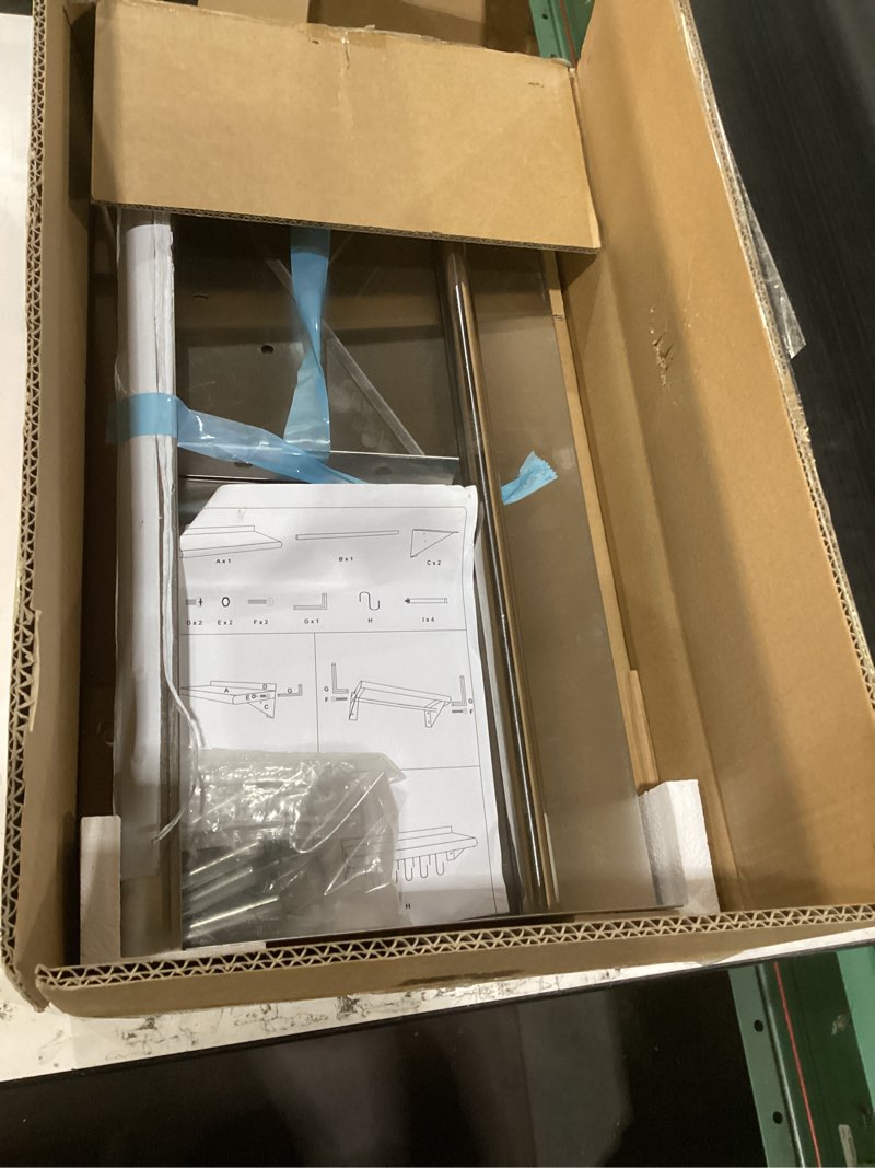 Condition photo showing Good Condition for Treshin Stainless Steel Shelf with 4 Hooks 12 x 24 Inches, Commercial Wall Mount Floating Shelving Storage Pot Rack for Restaurant, Kitchen, Home, Bar and Hotel 12" x 24"