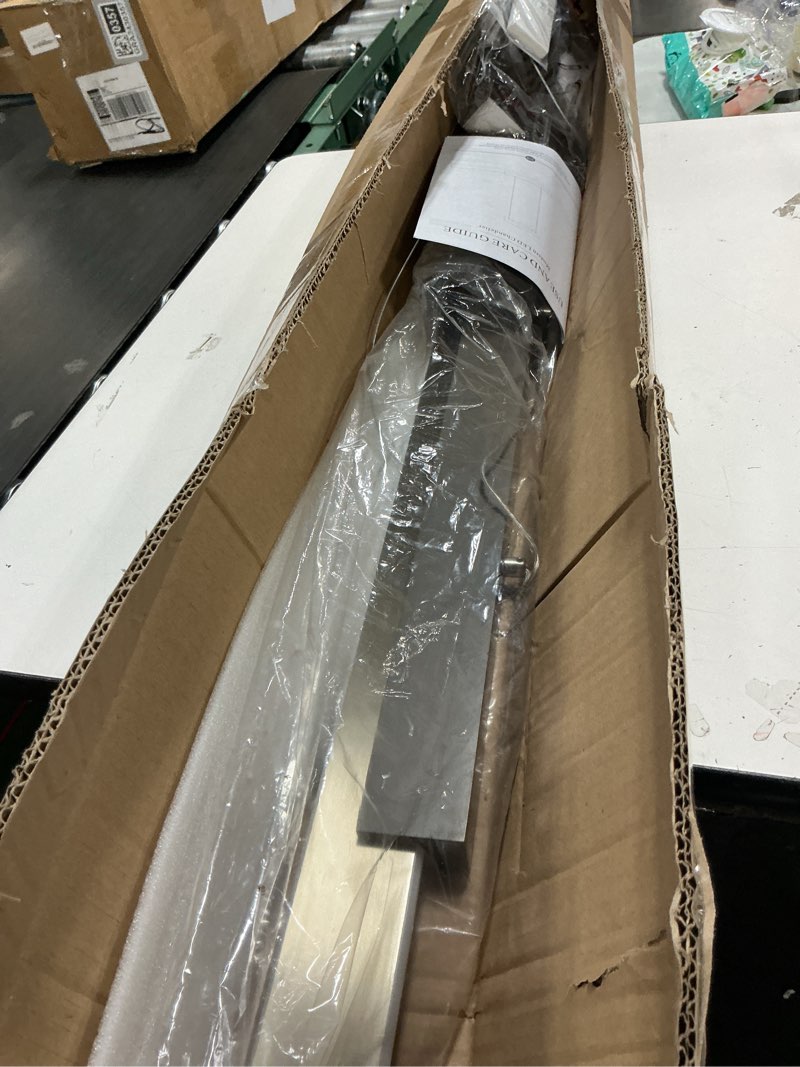 Condition photo showing As Is for CaraLuxe Modern LED Linear Pendant Light 52in Brushed Nickel Island Light Wood Hanging Light for Dining Room Kitchen Island Home Office Brushed Nickel Grey Wood