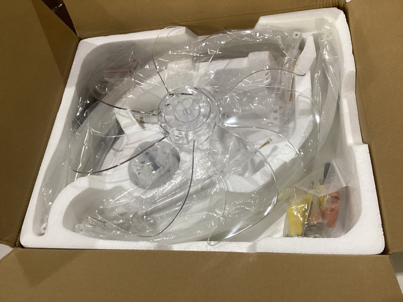 Condition photo showing New/Like New for ZMISHIBO Ceiling Fans with Lights and Remote, 19.7'' Low Profile Ceiling Fan, 3000-6000K Dimmable Modern Flush Mount LED Fan Light, 6 Wind Speeds, White Fandelier Ceiling Fans for Bedroom White 19.7 INCH