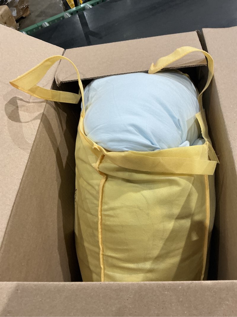 Condition photo showing As Is for queen comforter set prewashed lightweight quilted bedding for all season | 3pcs sky blue breathable down alternative bedding set with 1 solid comforter (90"x90") and 2 soft pillowcases
