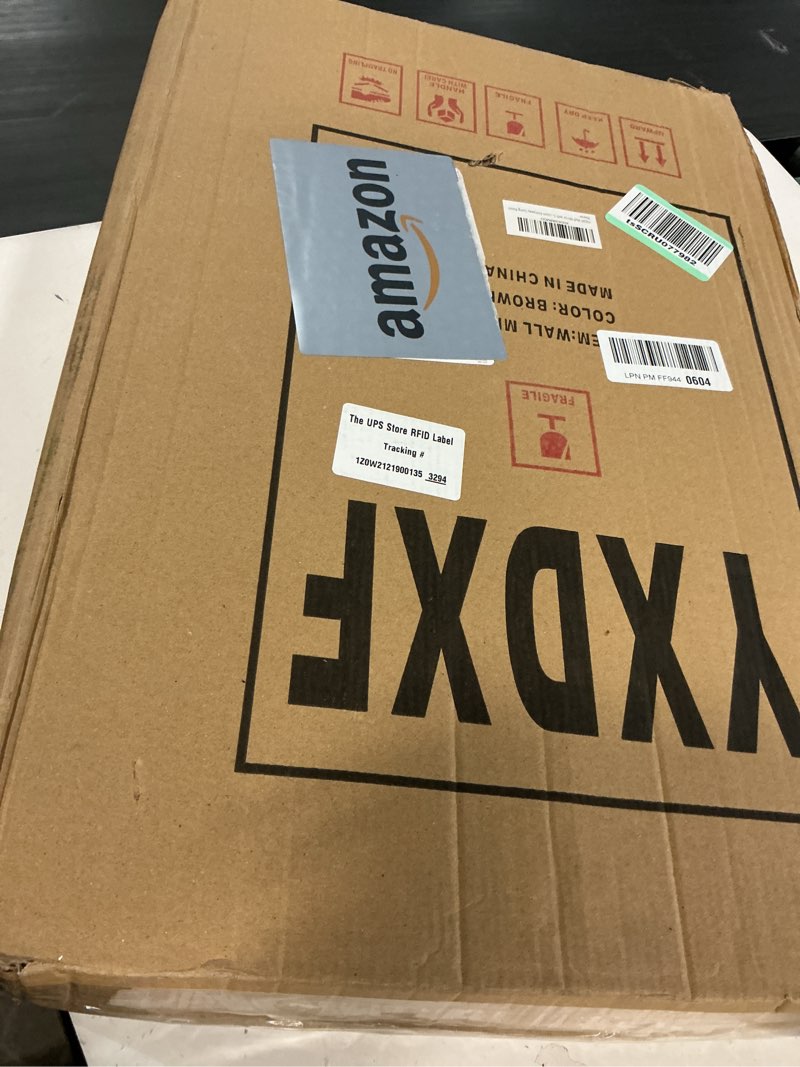 Condition photo showing As Is for Wall Mirror with Shelf and Coat Hooks, 22x14 Inch Entryway Decorative Mirrors for Wall Wood Framed Bathroom Mirror Oval Boho Small Wall Mirrors for Bathroom Bedroom Entryway Living Room Brown-14" X 22"